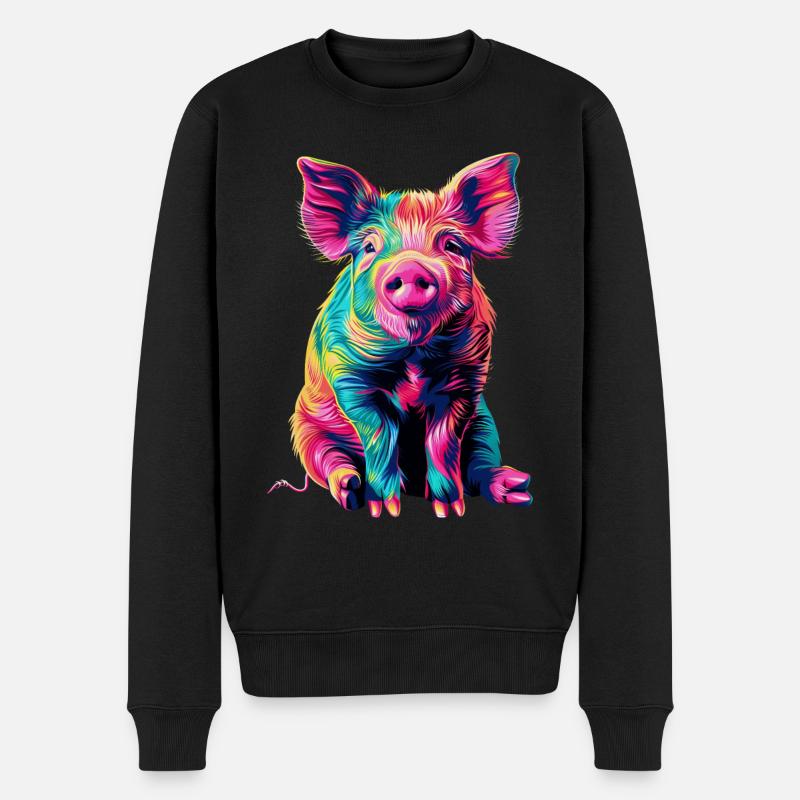 Schwein - Männer Premium Bio Pullover - Schwarz