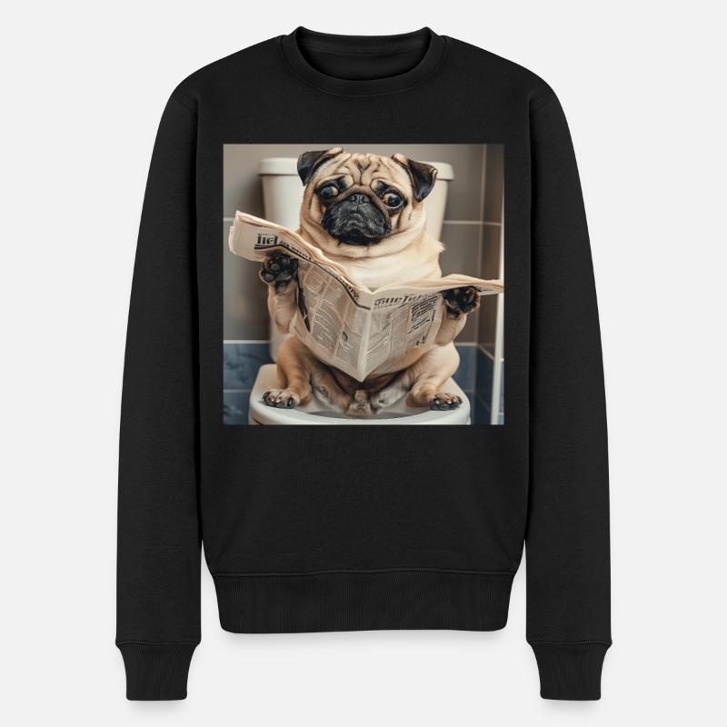 Mops - Männer Premium Bio Pullover - Schwarz