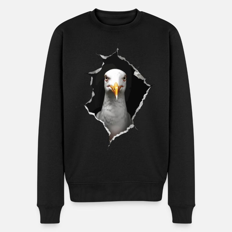 Möwe - Männer Premium Bio Pullover - Schwarz