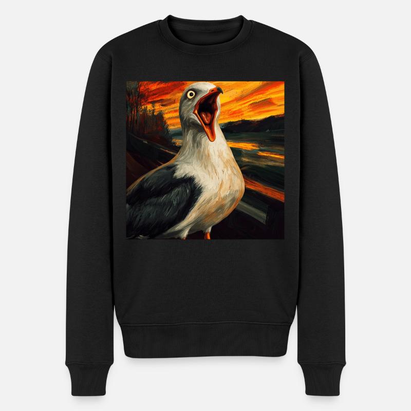Möwe - Männer Premium Bio Pullover - Schwarz