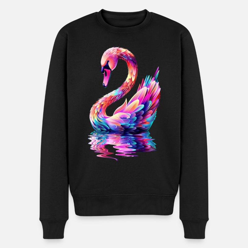 Schwan - Männer Premium Bio Pullover - Schwarz