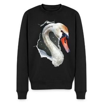 Schwan - Männer Premium Bio Pullover - Schwarz - Vorne - Nico (187cm)