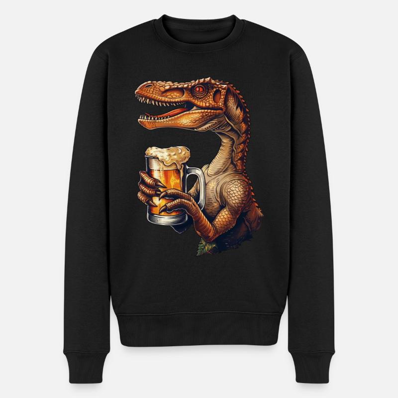 Utahraptor Bier - Männer Premium Bio Pullover - Schwarz
