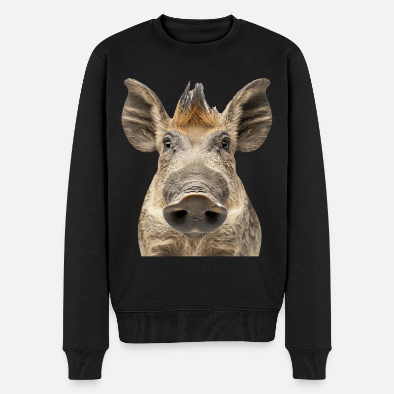 Warzenschwein - Männer Premium Bio Pullover - Schwarz