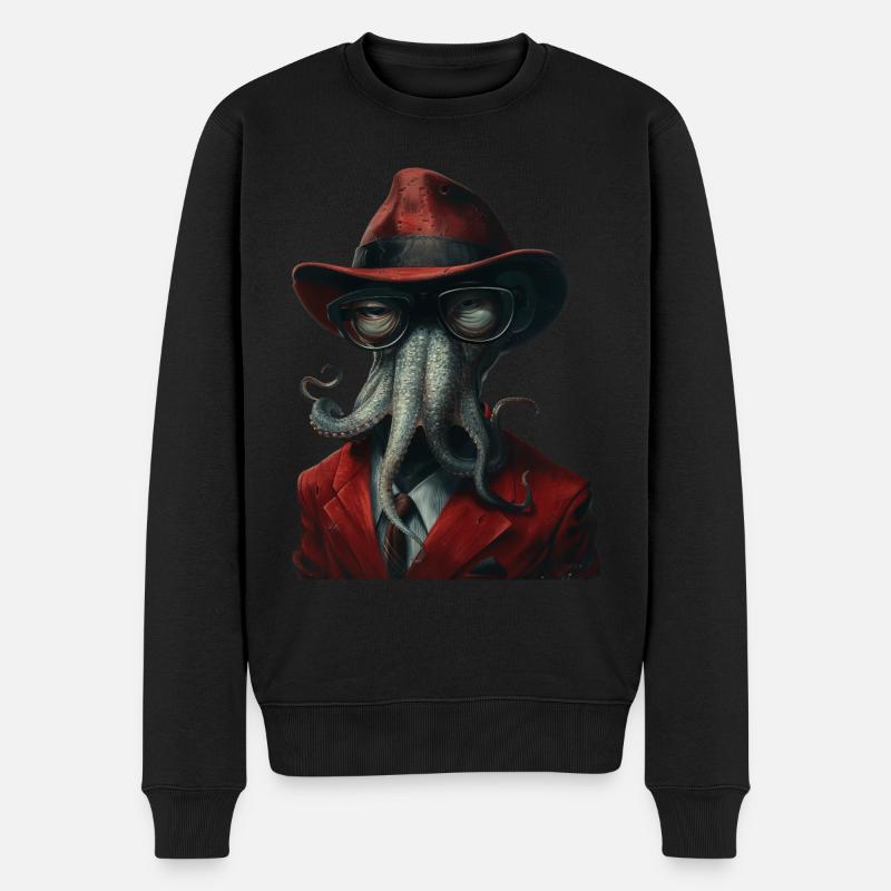 Tintenfisch - Männer Premium Bio Pullover - Schwarz