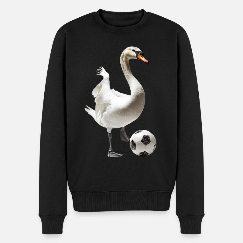 Schwan - Männer Premium Bio Pullover - Schwarz