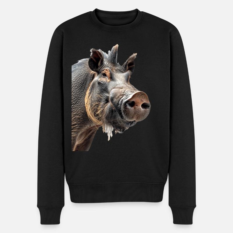 Warzenschwein - Männer Premium Bio Pullover - Schwarz