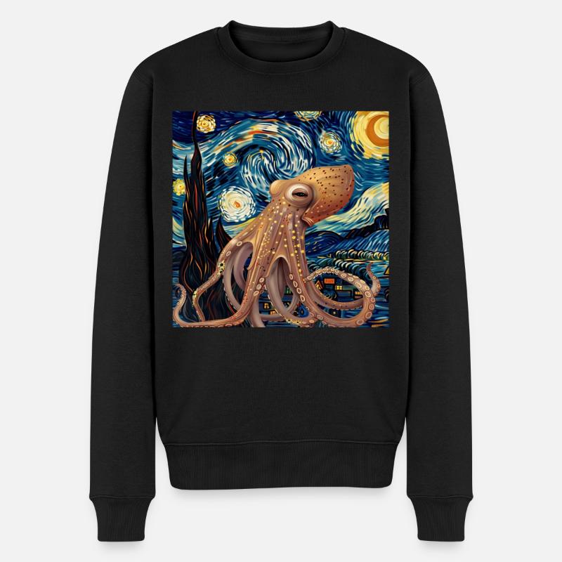Tintenfisch - Männer Premium Bio Pullover - Schwarz