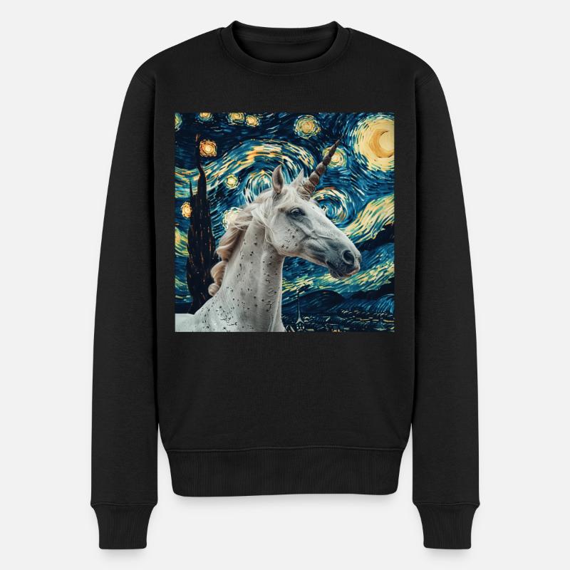 Einhorn - Männer Premium Bio Pullover - Schwarz