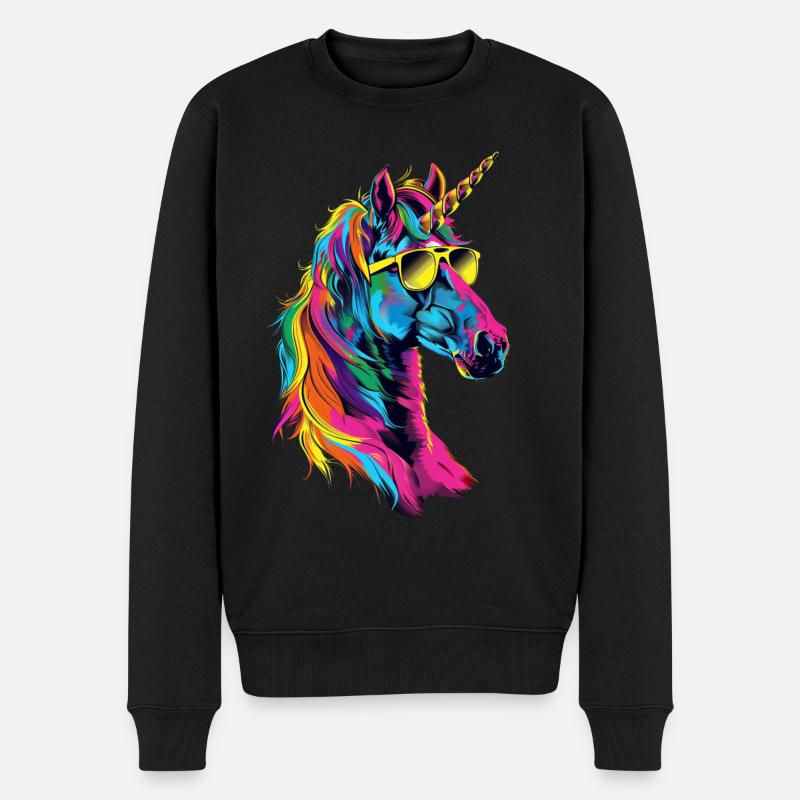 Einhorn - Männer Premium Bio Pullover - Schwarz