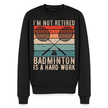Gebundenes Badminton-Geschenk Vintage-Spieler-Ruhestand - Männer Premium Bio Pullover - Schwarz - Vorne - Nico (187cm)