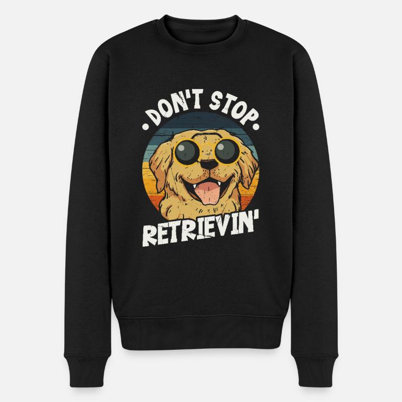 Dont Stop Retrievin - Spaß Golden Retriever Hund - Männer Premium Bio Pullover - Schwarz