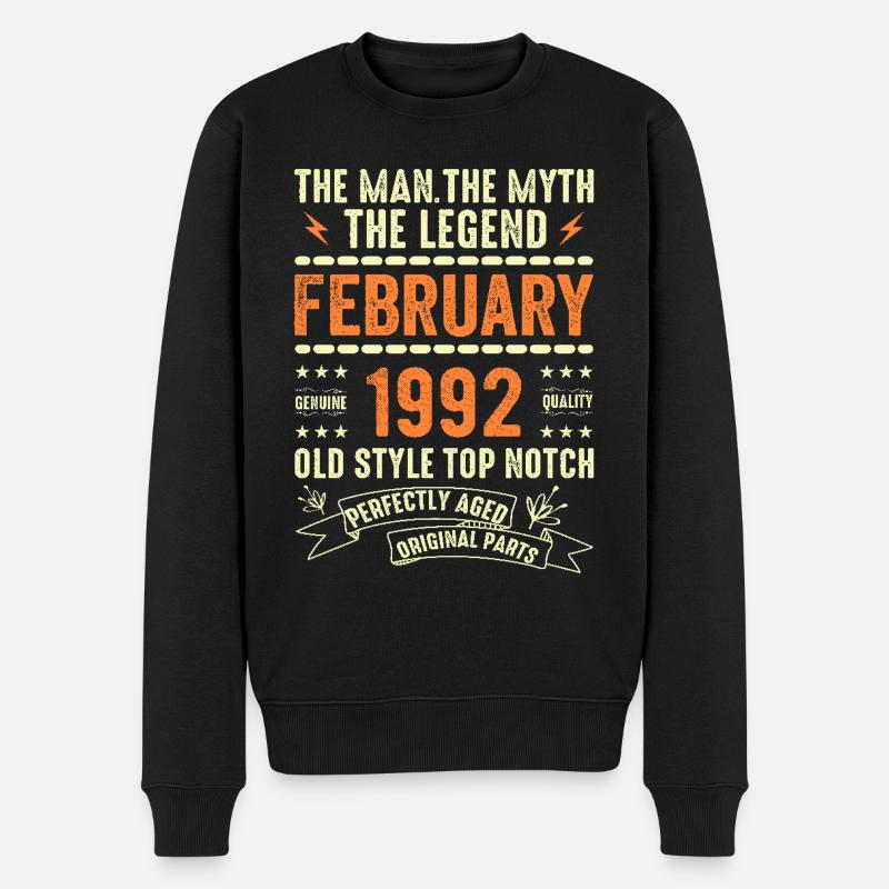 Februar 1992 - Februar 1992 Jahrestag Februar 1992 - Männer Premium Bio Pullover - Schwarz