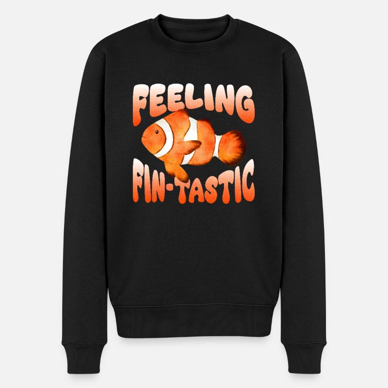 Feeling Fin-tastic - Niedlicher Clownfisch - Männer Premium Bio Pullover - Schwarz