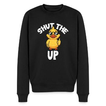 Faire taire le canard - Pull Premium bio Homme - noir - Devant - Nico (187cm)