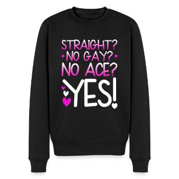 Hetero? Nicht Schwul? Neinass? Ja! - Männer Premium Bio Pullover - Schwarz - Vorne - Nico (187cm)