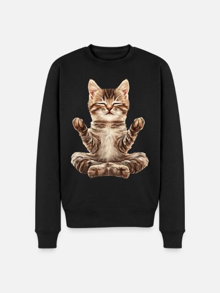 Katze - Männer Premium Bio Pullover - Schwarz