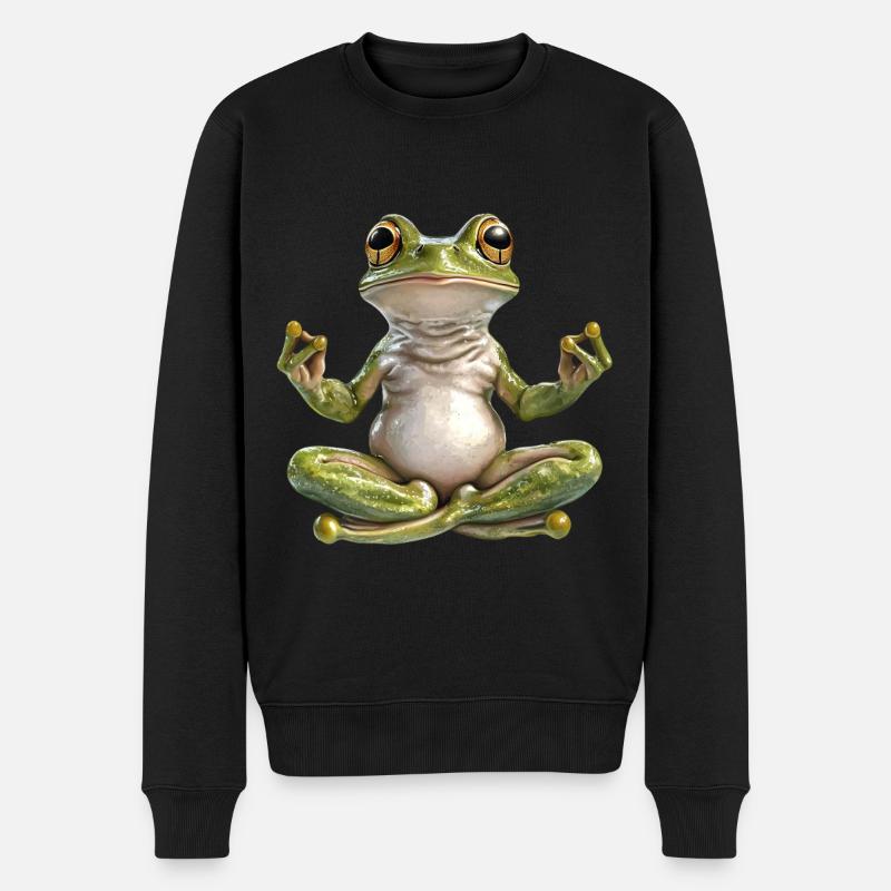 Frosch - Männer Premium Bio Pullover - Schwarz