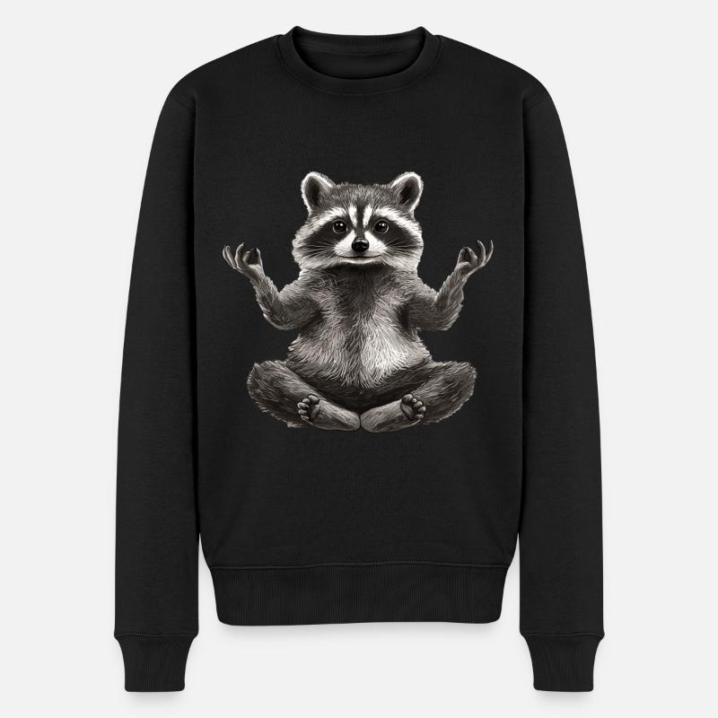 Waschbär - Männer Premium Bio Pullover - Schwarz