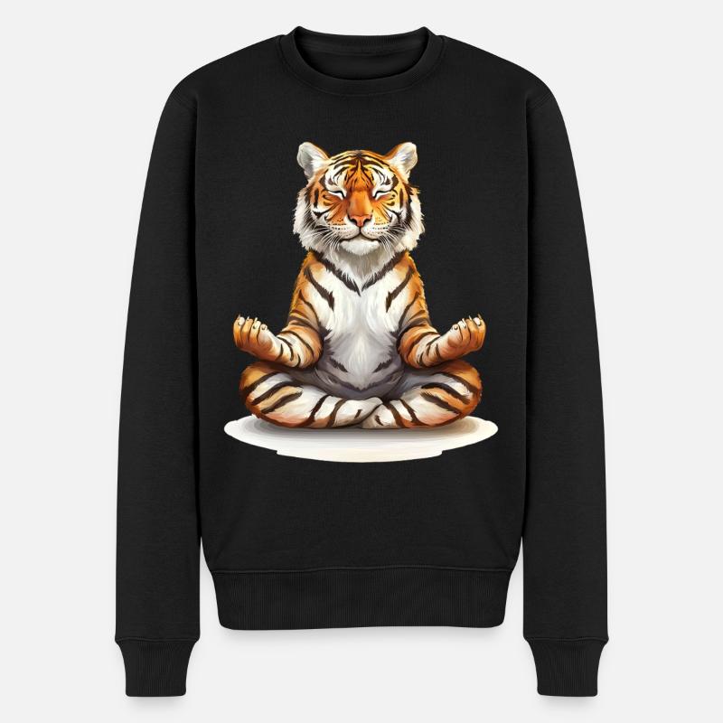 Tiger - Männer Premium Bio Pullover - Schwarz