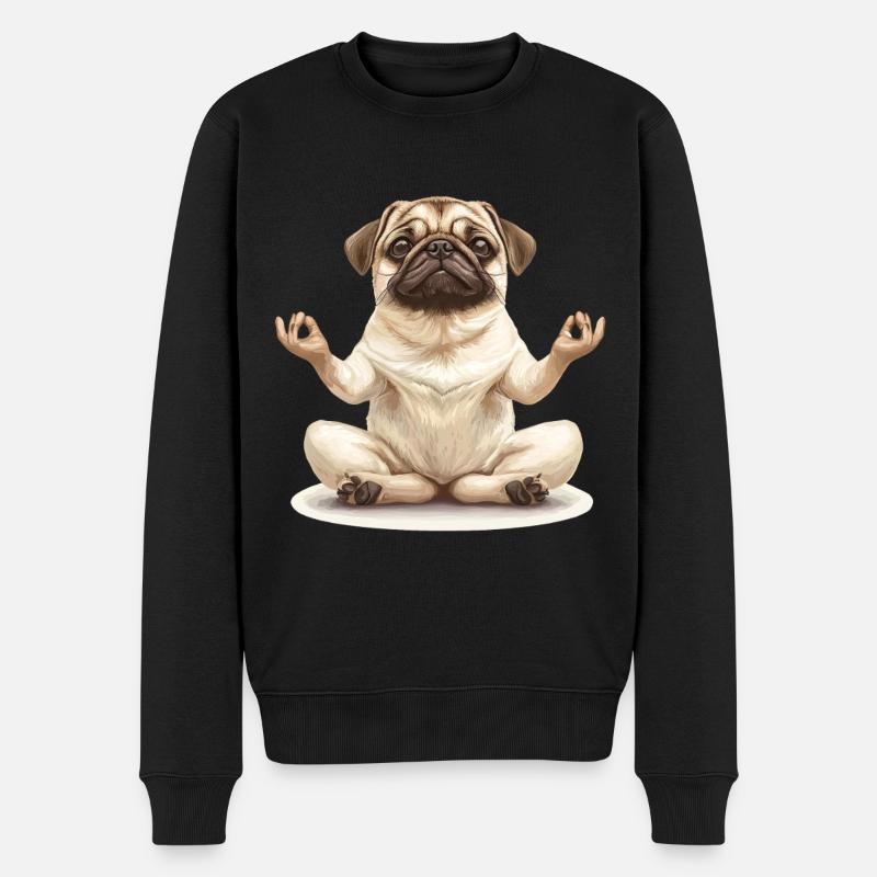 Mops - Männer Premium Bio Pullover - Schwarz