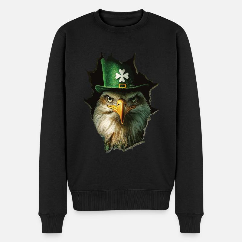 St. Patrick Adler - Männer Premium Bio Pullover - Schwarz