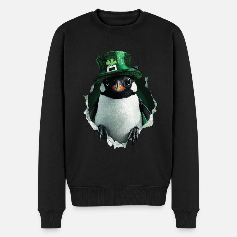 St. Patrick Pinguin - Männer Premium Bio Pullover - Schwarz