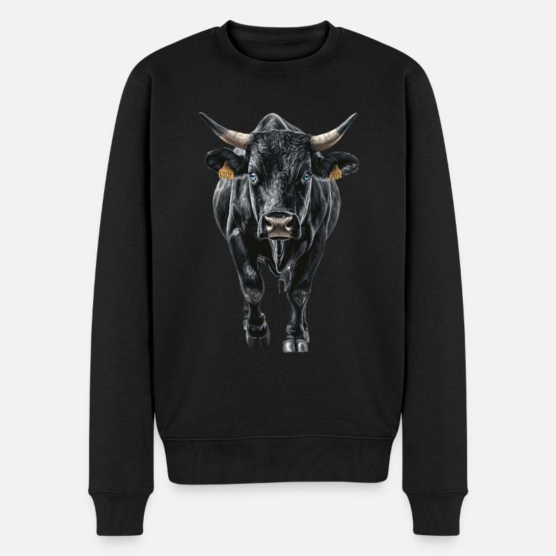 Kuh - Männer Premium Bio Pullover - Schwarz
