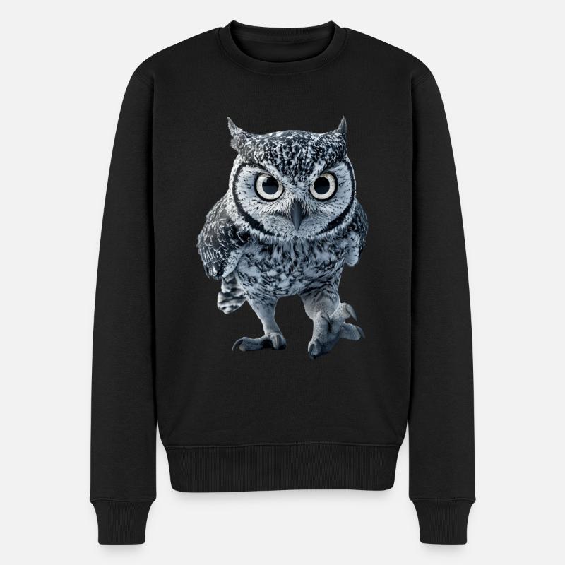Eule - Männer Premium Bio Pullover - Schwarz