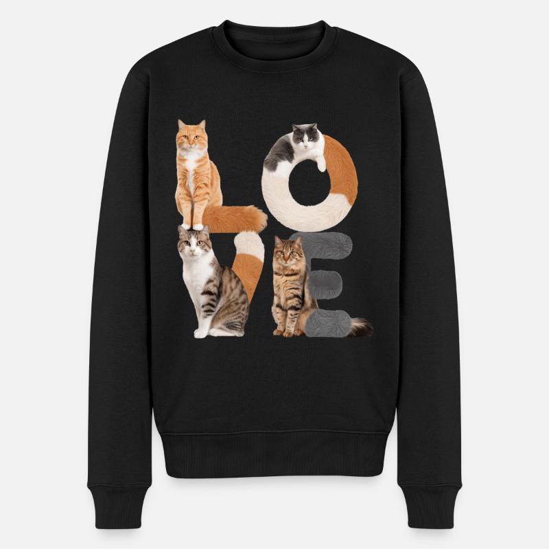Liebe Katze - Männer Premium Bio Pullover - Schwarz