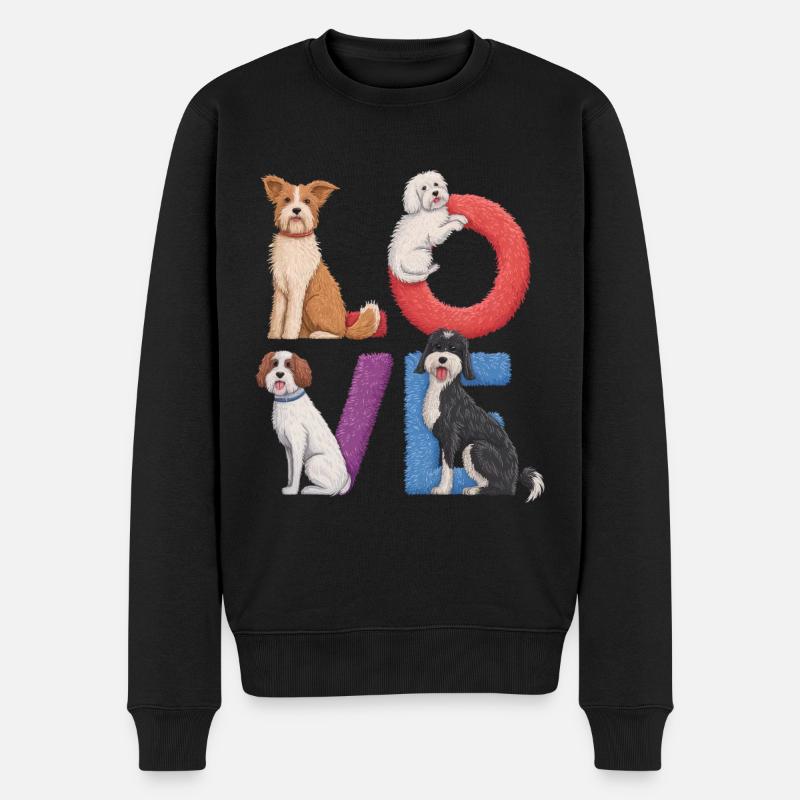 Liebe Hunde - Männer Premium Bio Pullover - Schwarz