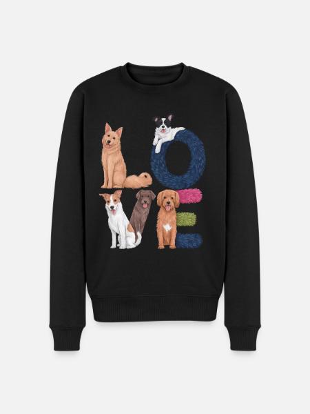 Liebe Hunde - Männer Premium Bio Pullover - Schwarz