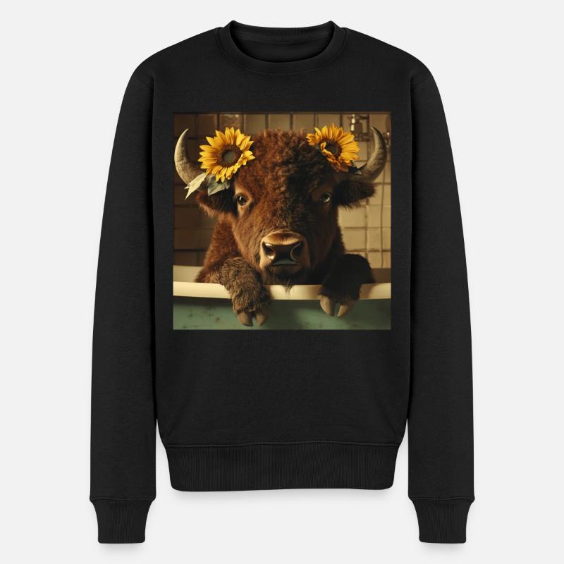 Bison - Männer Premium Bio Pullover - Schwarz