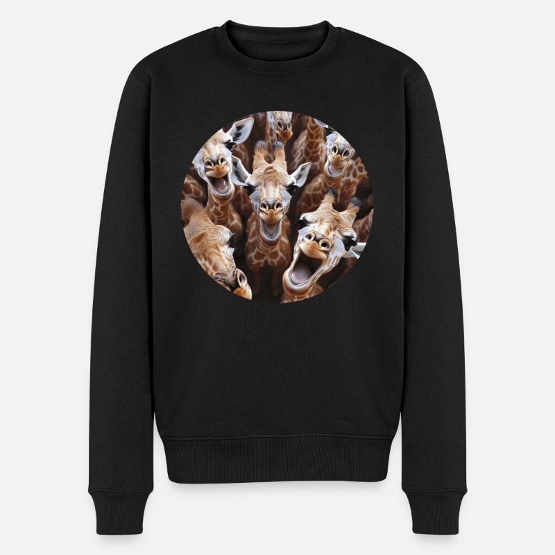 Giraffe - Männer Premium Bio Pullover - Schwarz