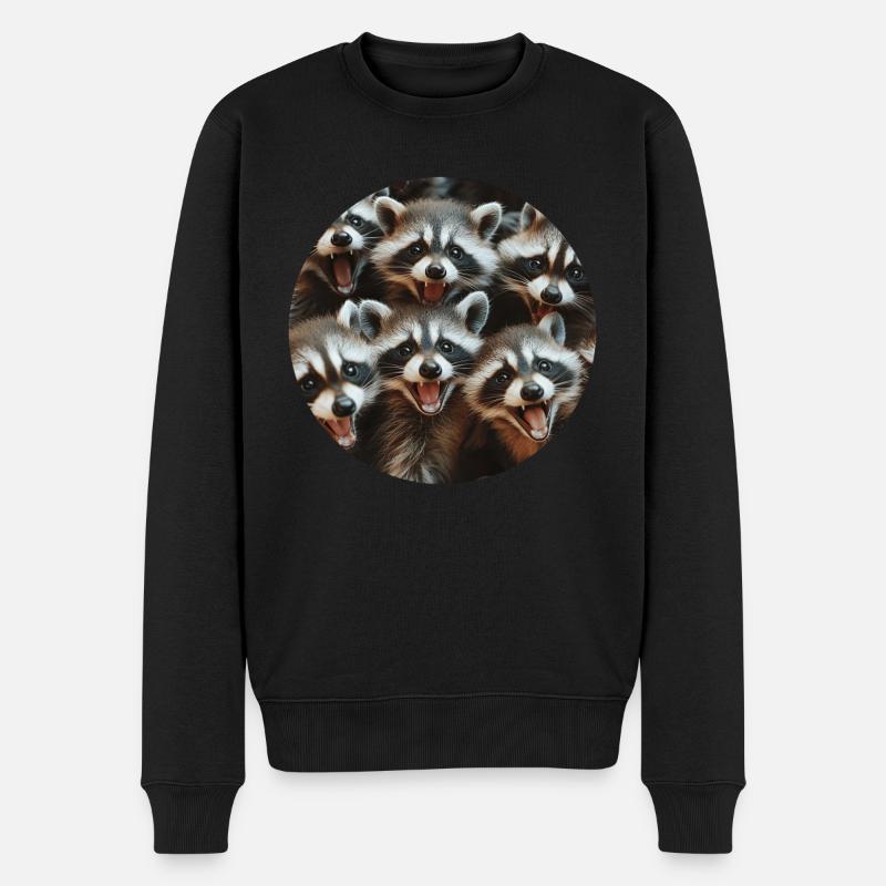 Waschbär - Männer Premium Bio Pullover - Schwarz