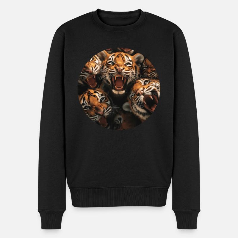 Tiger - Männer Premium Bio Pullover - Schwarz