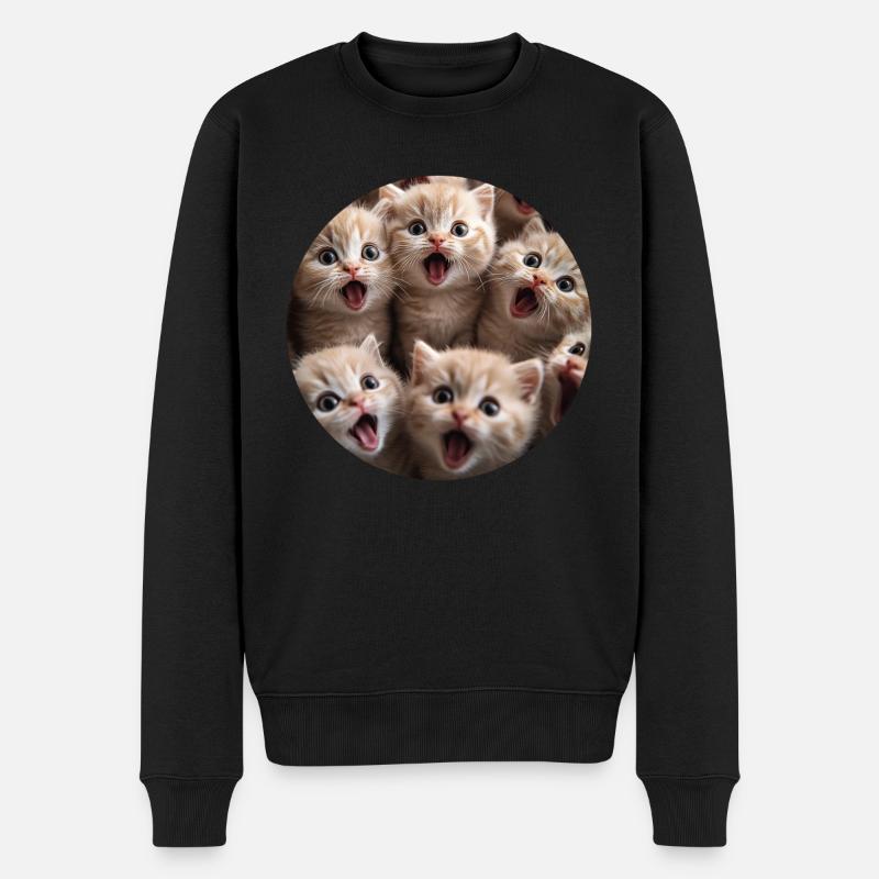 Schottische Faltohrkatze - Männer Premium Bio Pullover - Schwarz