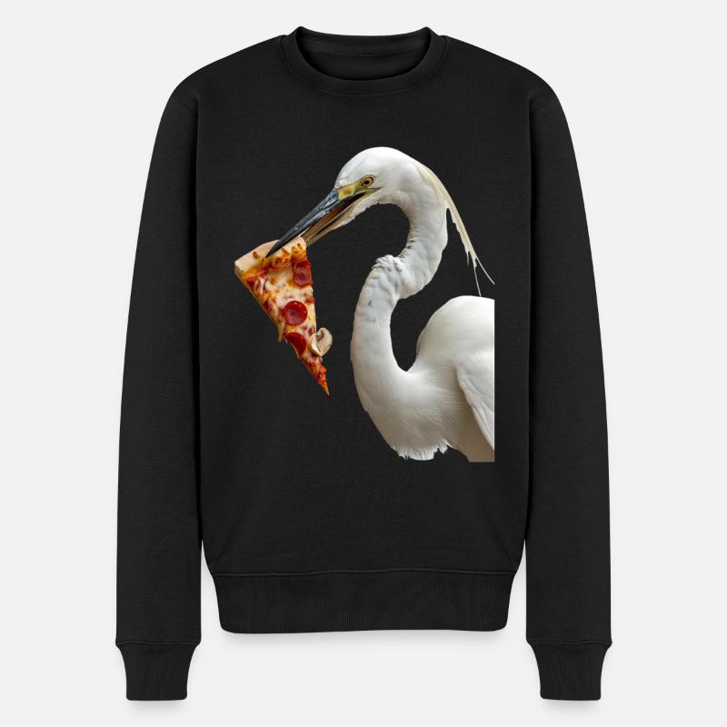 Reiher Vogel - Männer Premium Bio Pullover - Schwarz