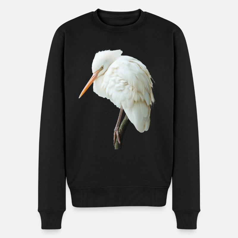 Reiher Vogel - Männer Premium Bio Pullover - Schwarz