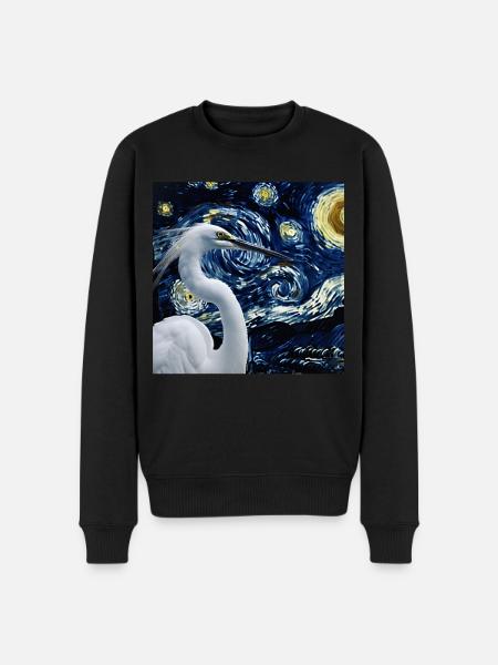 Reiher Vogel - Männer Premium Bio Pullover - Schwarz