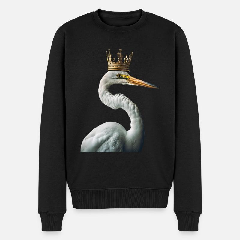 Reiher Vogel - Männer Premium Bio Pullover - Schwarz