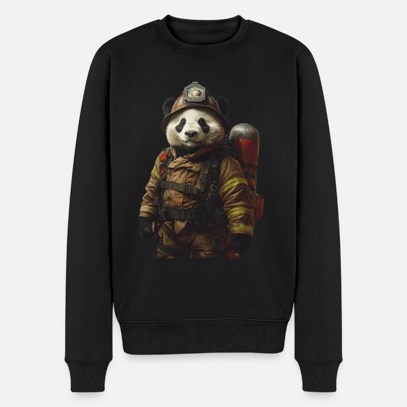 Panda - Männer Premium Bio Pullover - Schwarz