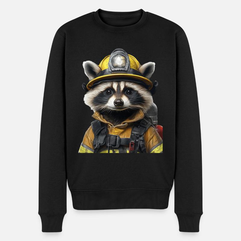 Waschbär - Männer Premium Bio Pullover - Schwarz