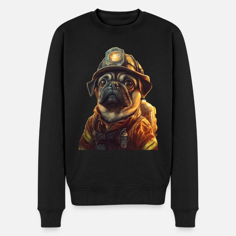 Mops - Männer Premium Bio Pullover - Schwarz