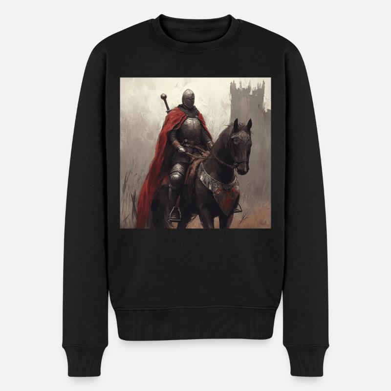 Ritter auf Pferd - Männer Premium Bio Pullover - Schwarz