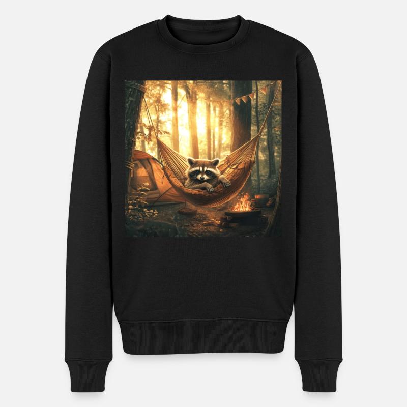 Waschbär - Männer Premium Bio Pullover - Schwarz