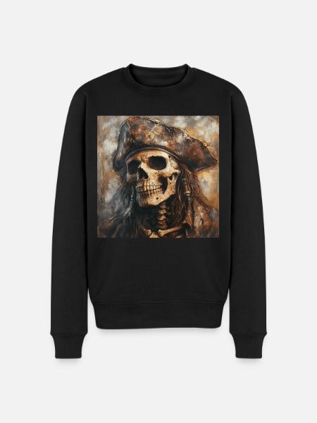 Piratenskelett - Männer Premium Bio Pullover - Schwarz