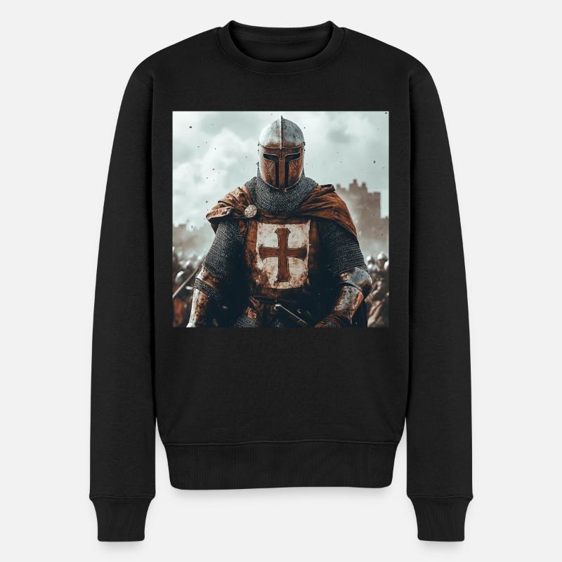 Soldat Krieger - Männer Premium Bio Pullover - Schwarz