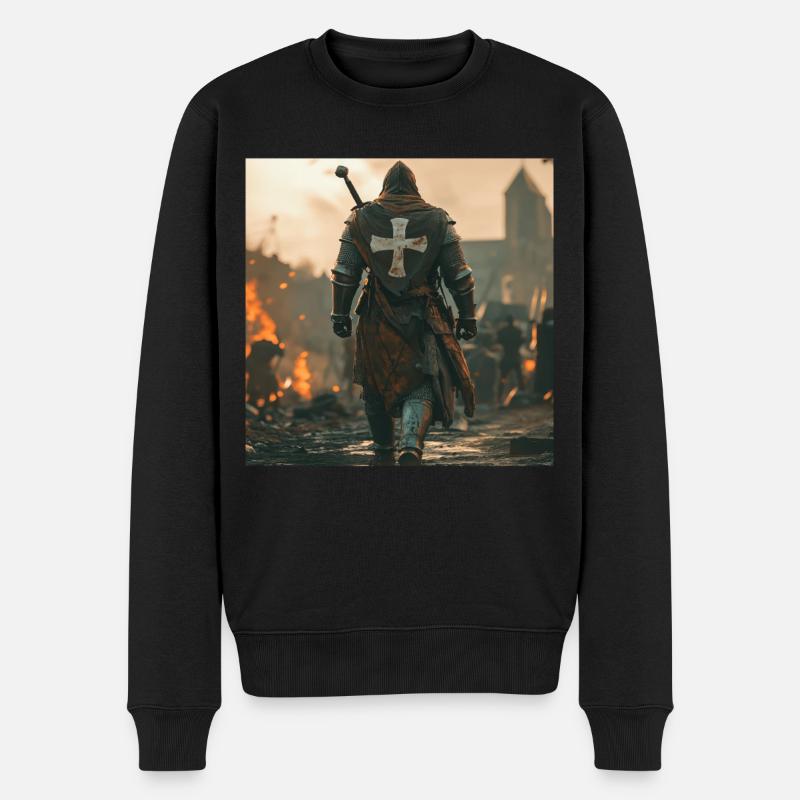 Soldat Krieger - Männer Premium Bio Pullover - Schwarz