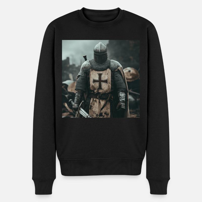 Soldat Krieger - Männer Premium Bio Pullover - Schwarz